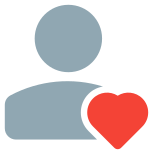 Favorite classic user profile picture with heart logotype icon