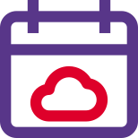 Schedule a calendar with online cloud network icon