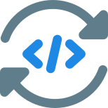 Programming language software syncing with circular loops icon