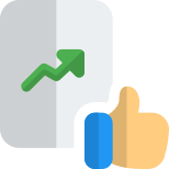 Line graph file appreciation thumbs up gesture icon