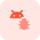 Android operating system with a bug logon type isolated on a white background icon