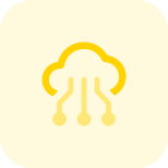 Cloud technology with connected nodes isolated on a white background icon