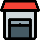 Small storage with facility for equipment layout icon