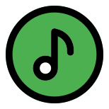 Music application with musical note in a circle icon