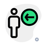 Employee with a left direction arrow indication icon