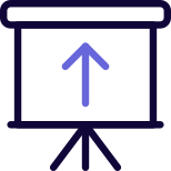 White board with upwards direction arrow layout icon