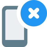 Forbidden to use cell phone with crossed logo icon