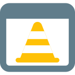 Website with traffic cone for driving training web page icon