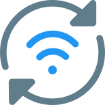 Wireless internet connectivity with application update icon