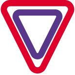 Yield sign for warning and end road icon