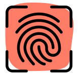 Finger biometric feature on portable digital devices icon