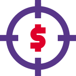 Dollar target sign board with money desire icon