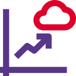 Line chart infographics on the cloud network icon