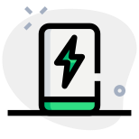 Mobile phone on charging state with lighting bolt logotype icon