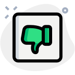 Disagree or dislike thumbs down symbol under square icon