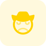 Cowboy wide brim hat with sace facial expression icon