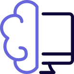 Desktop with brain logotype isolated on a white background icon