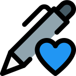 Favorite pen with heart shape isolated on a white background icon