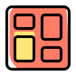 Tile dashboard layout for computer application organizing icon