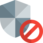 Blocked security shield isolated on a white background icon