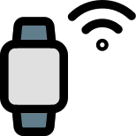 Smartwatch connected to wifi connection isolated on white backgsquare icon