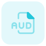 The AUD file extension is a data format used for AUD compressed audio files or sound clips icon