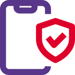 Secured with antivirus program on a cell phone icon