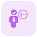 Businessman with a left direction arrow indication icon