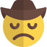 Cowboy wide brim hat with sace facial expression icon