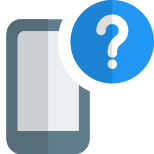 Cell phone with question mark symbol for help icon