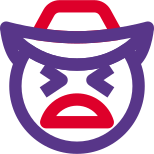 Uncomfortable cowboy emoticon facial expression with hat icon