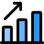 Uptrend of bar graph with growth touching new heights icon