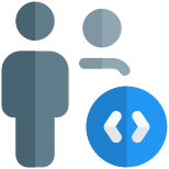 Multiple users joining the workforce for advance coding icon