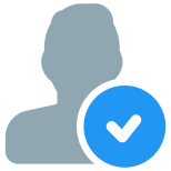 Check mark on a natural user for authentication and approval icon