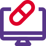 Research medication on a desktop computer isolated on a white background icon