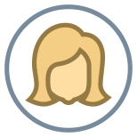 Usuário feminino tipo de pele com círculo 3 icon