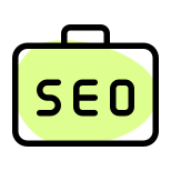 Seo job with suitcase isolated on a white background icon