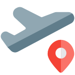 Destination covered through air travel of planned route location icon