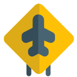 Airport sign board with an airplane layout icon