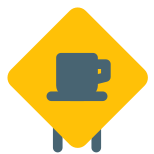 Rest area with coffee cup logotype in a triangular shape icon