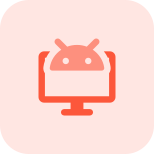 Computer connected Android software isolated on a white background icon