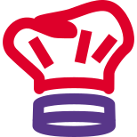 Chantilly food and drink chain with chef hat icon