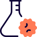 Lab flask in a research of laboratory regarding the coronavirus icon