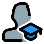 Man user with graduation cap isolation on white background icon