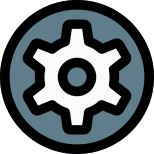 Setting cog wheel menu option isolated in while background icon