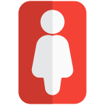 Woman toiled stickman avatar in a shopping mall icon