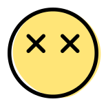 Dead emoticon with eyes crossed resembling dead emoji icon