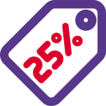 Flat discount rate of twenty five percent at E-store icon