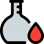 Blood testing at laboratory in a flask icon