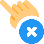 Click on cancel or close with finger touch icon